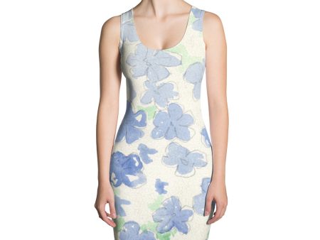 Blu Watercolor Floral Fitted Tank Dress Supply