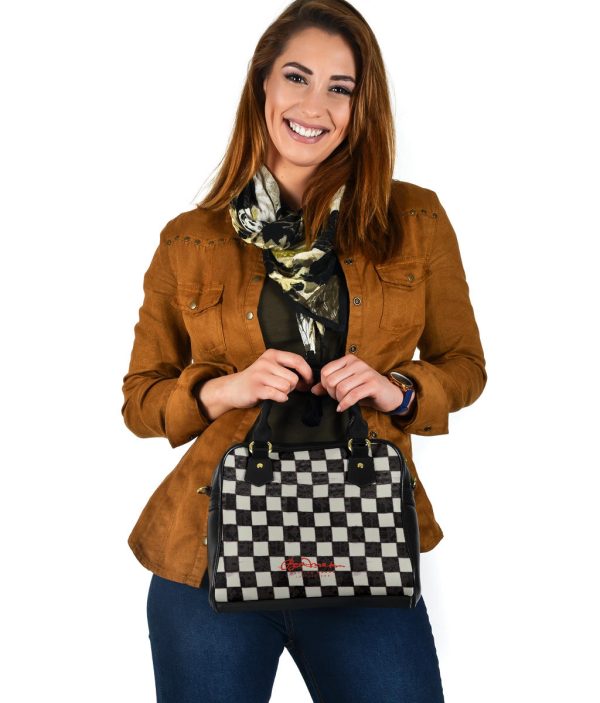 B&W CHECKERBOARD HAND BAG W SHOULDER STRAP Online