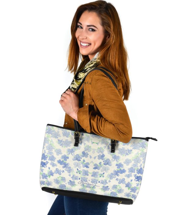 Blu&White Watercolor Floral Large Tote Bag For Discount