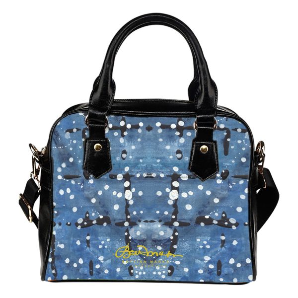 Blu&White Dotted Plaid Hand Bag w Shoulder Strap Online now