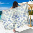 Blu&White Watercolor Floral Sarong Discount