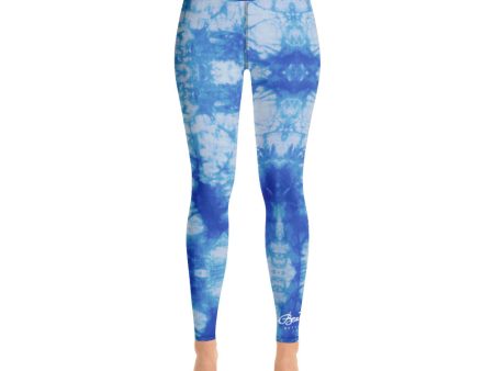 Blue Tie Dye Yoga Leggings on Sale