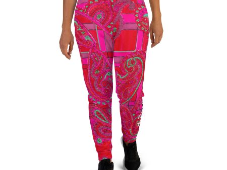 Bright Fuscia and Red Poppy Paisley on Plaid Men s Recycled Joggers Online Hot Sale