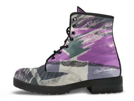 Abstract Collage Leather Boots (Vegan) For Cheap