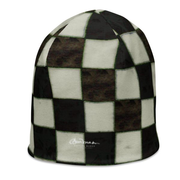 BW Checkerboard All-Over Print Beanie Cheap