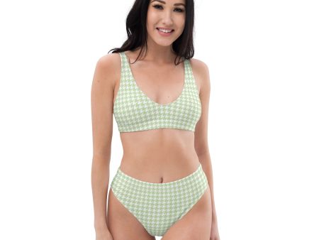 Butterfly Houndstooth Recycled high-waisted bikini For Sale