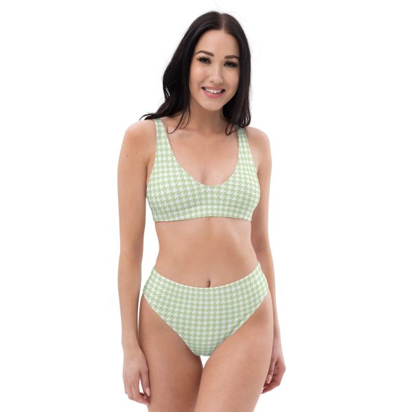 Butterfly Houndstooth Recycled high-waisted bikini For Sale