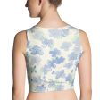 Blu&White Watercolor Floral Crop Top For Cheap