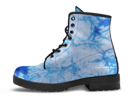 Blue Tie Dye Leather Boots (Vegan) Online