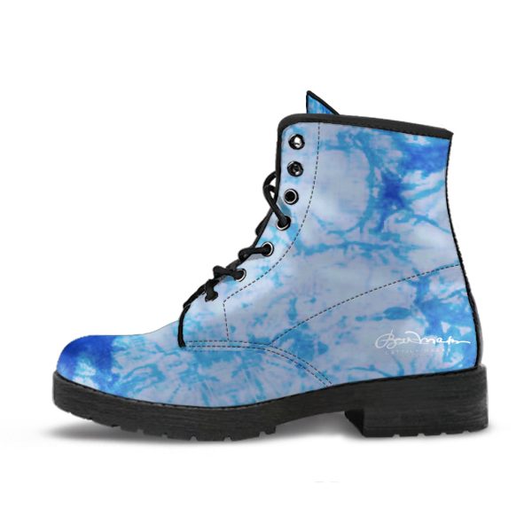 Blue Tie Dye Leather Boots (Vegan) Online