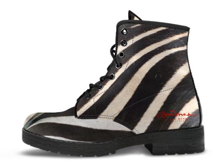 Zebra Leather Boots (Vegan) on Sale