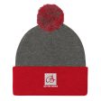 Dark Heather Grey Red B logo Pom-Pom Beanie For Cheap