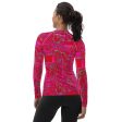 Bright Fuscia and Red Poppy Paisley on Plaid Long Sleeve Top Cheap