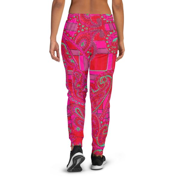 Bright Fuscia and Red Poppy Paisley on Plaid Men s Recycled Joggers Online Hot Sale