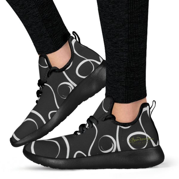 B&W Squiggles Mesh Knit Sneakers Online Sale