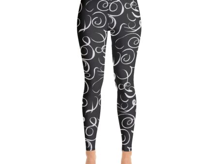 B&W Squiggles Yoga Leggings Supply