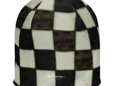 BW Checkerboard All-Over Print Beanie Cheap