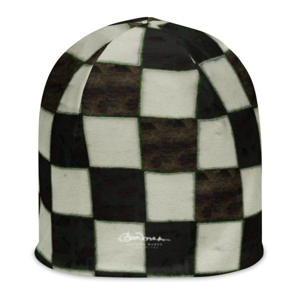 BW Checkerboard All-Over Print Beanie Cheap