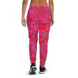 Bright Fuscia and Red Poppy Paisley on Plaid Women s Recycled Joggers on Sale