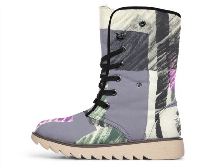 Abstract Collage Polar Boots Cheap