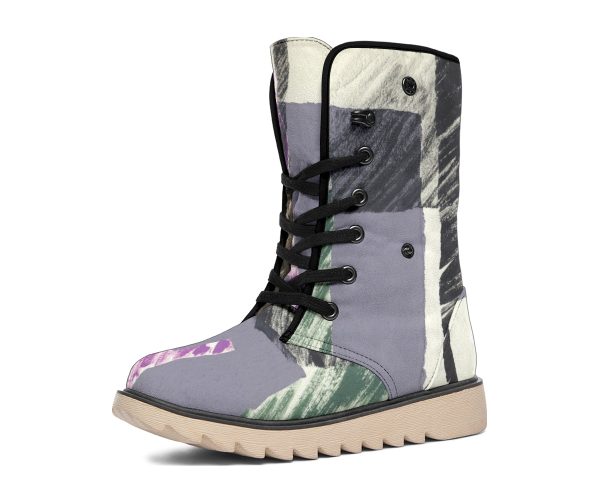 Abstract Collage Polar Boots Cheap