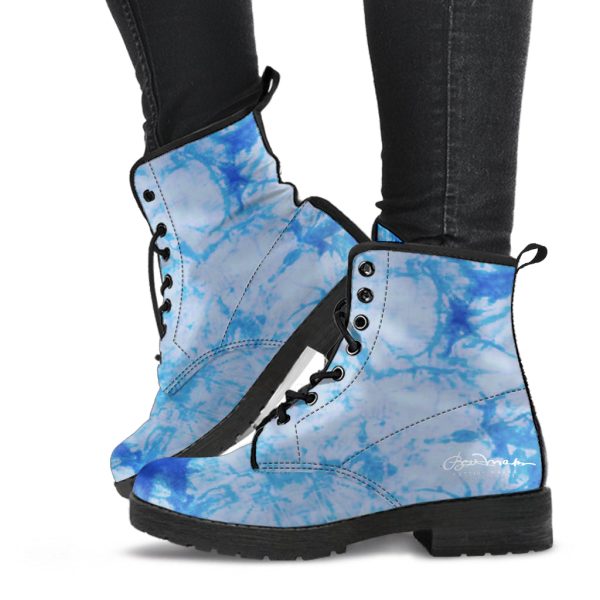 Blue Tie Dye Leather Boots (Vegan) Online