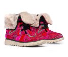 Bright Fuscia and Red Poppy Paisley on Plaid Polar Boots Supply