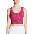 Bright Fuscia and Red Poppy Paisley on Plaid Crop Top Online Hot Sale