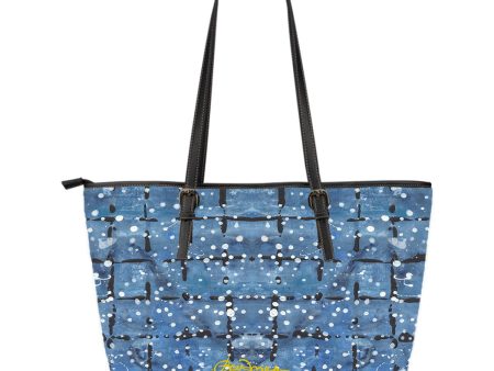 Blu&White Dotted Plaid Small Tote Bag Cheap