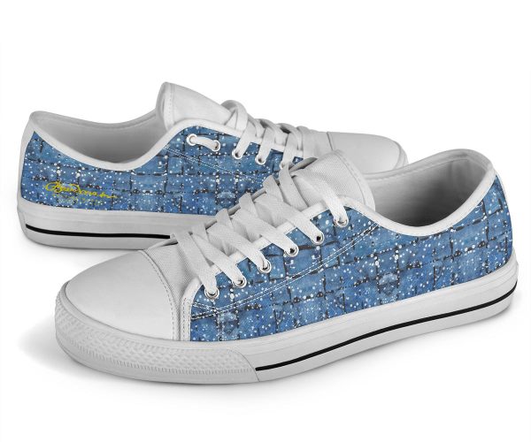 Blu&White Dotted Plaid Low Top Sneakers Online