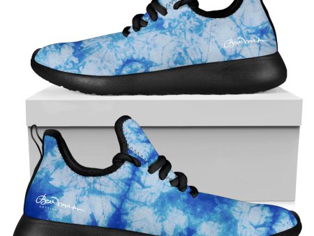 Blue Tie Dye Mesh Knit Sneakers Fashion