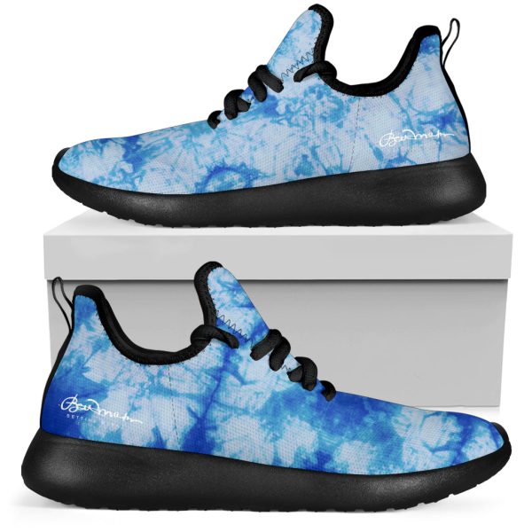 Blue Tie Dye Mesh Knit Sneakers Fashion