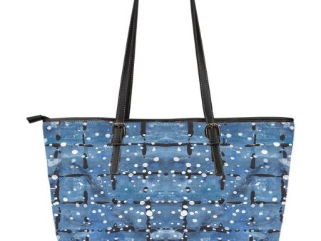 Blu&White Dotted Plaid Large Tote Bag Fashion