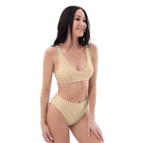 Banana Houndstooth Recycled high-waisted bikini Hot on Sale