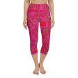 Bright Fuscia and Red Poppy Paisley on Plaid Yoga Capri Leggings Online now