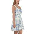 Blu&White Watercolor Floral Skater Dress Sale