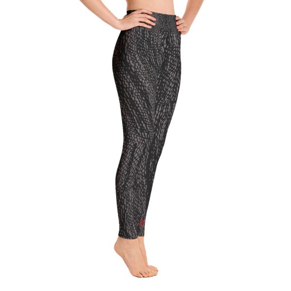 Charcoal Grey Tire Scribble Yoga Leggings For Sale