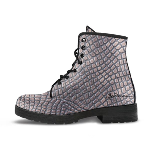 Croc Print Leather Boots (Vegan) Online now