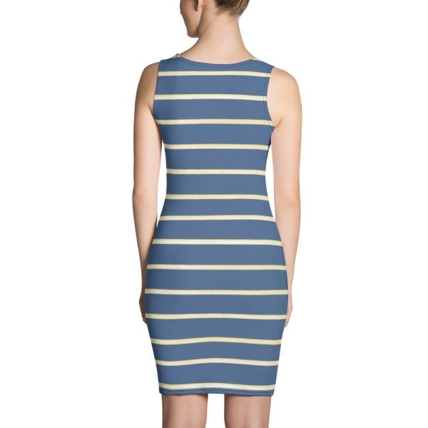 Blue Yellow White Stripe Fitted Dress Fashion