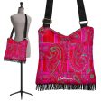 Bright Fuscia and Red Poppy Paisley on Plaid Boho Bag on Sale