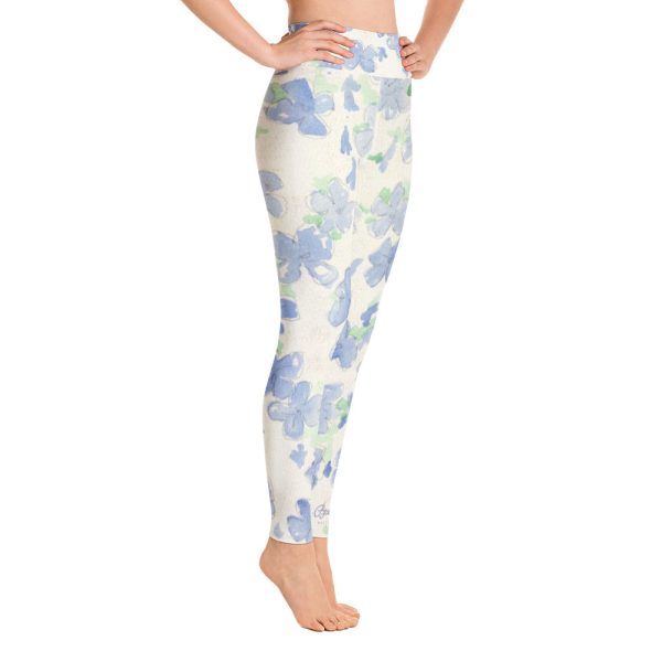 Blu&White Watercolor Floral Yoga Leggings Sale