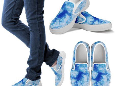 Blue Tie Dye Slip On Sneakers Hot on Sale