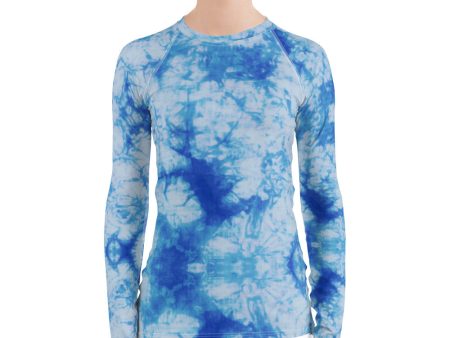 Blue Tie Dye Long Sleeve Tops Discount