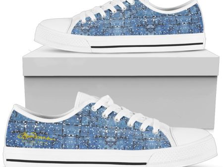 Blu&White Dotted Plaid Low Top Sneakers Online