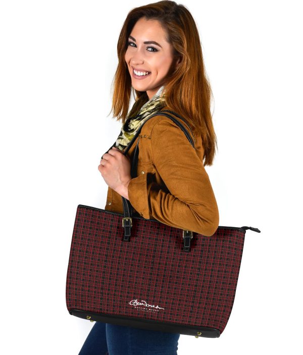 Black Red Tight Plaid Large Tote Bag Online Sale