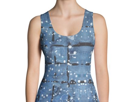 Blu&White Dotted Plaid Tank Top Online