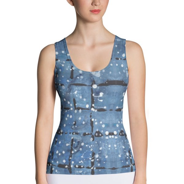 Blu&White Dotted Plaid Tank Top Online