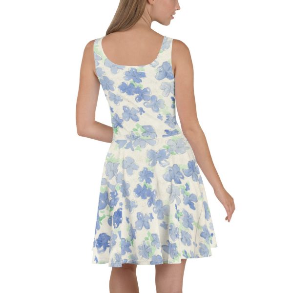 Blu&White Watercolor Floral Skater Dress Sale