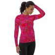 Bright Fuscia and Red Poppy Paisley on Plaid Long Sleeve Top Cheap