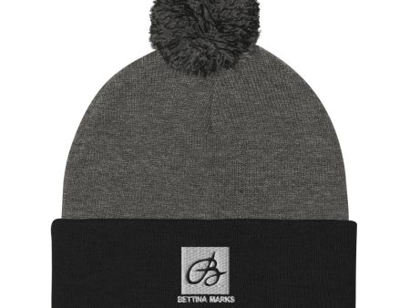 Dark Heather Grey Black B logo Pom-Pom Beanie Cheap